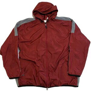 Pro Spirit Windbreaker Jacket Mens XL Hoodie Red Running Vented Full Zip Light